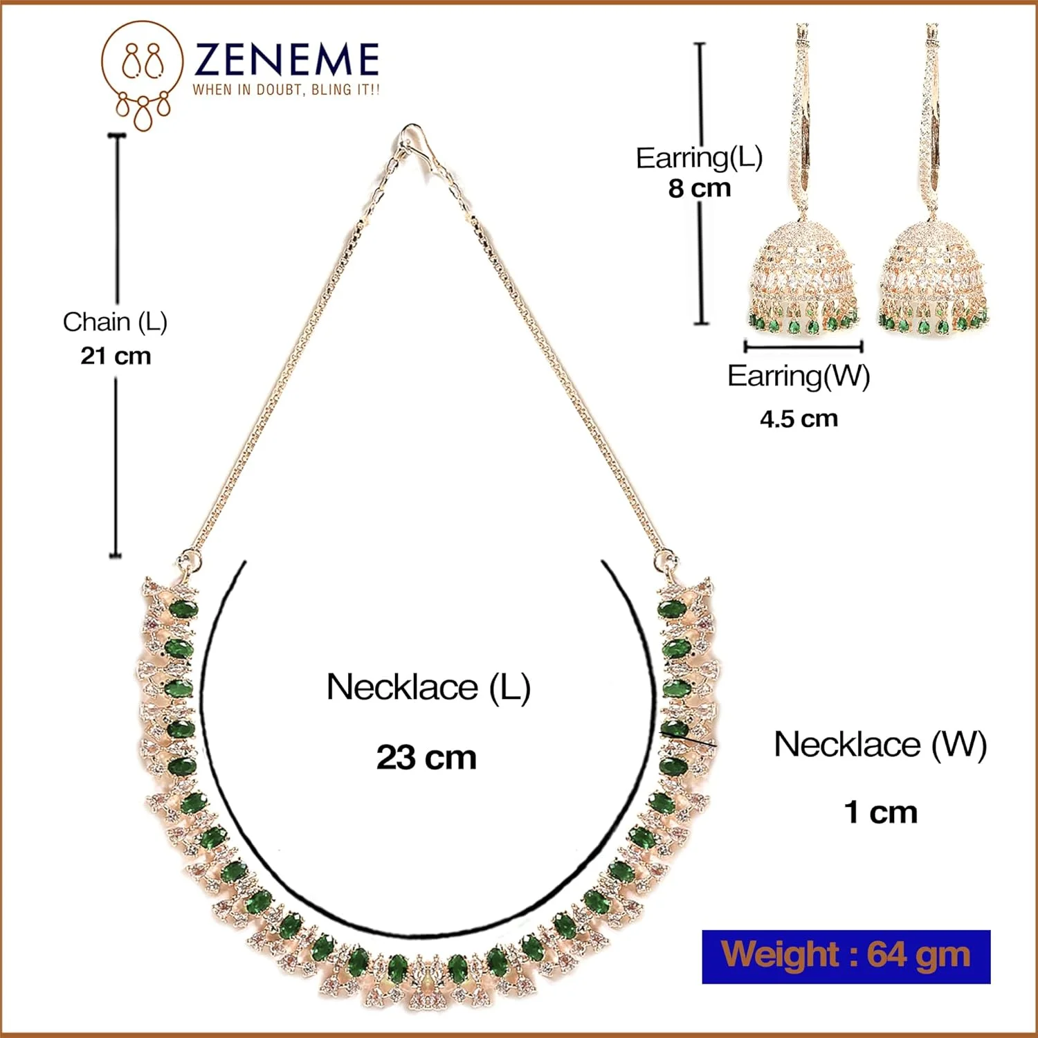 ست گردنبند و گوشواره زنانه نگین دار طرح الماس آمریکایی با روکش رودیوم نقره ای رنگ زنانه و دخترانه ZENEME (رزگلد صورتی) ست گردنبند و گوشواره زنانه نگین دار طرح الماس آمریکایی با روکش رودیوم نقره ای رنگ زنانه و دخترانه ZENEME (رزگلد صورتی)