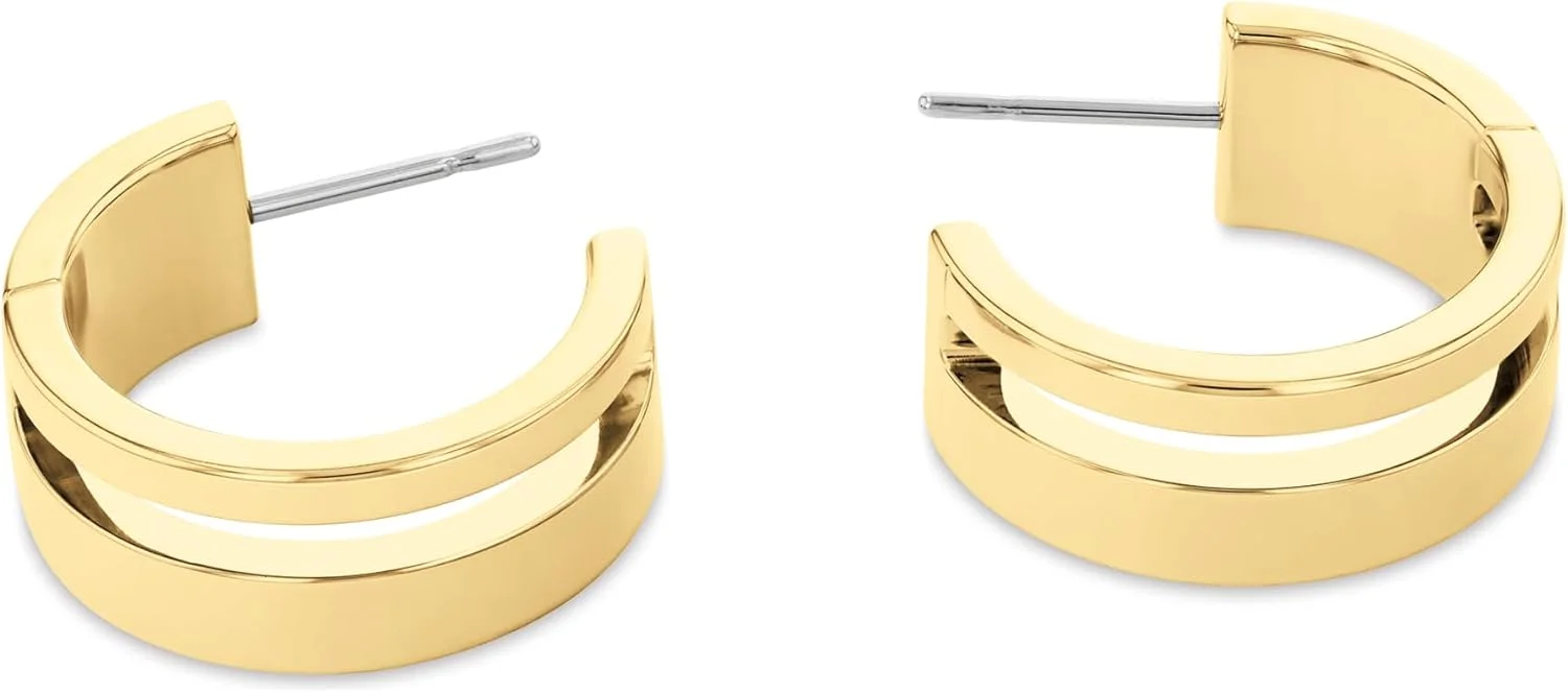 گوشواره حلقه ای زنانه کالوین کلاین مدل Geometric Essentials - استیل ضد زنگ، جواهرات ظریف، مناسب برای هر مناسبت، لباس طراح