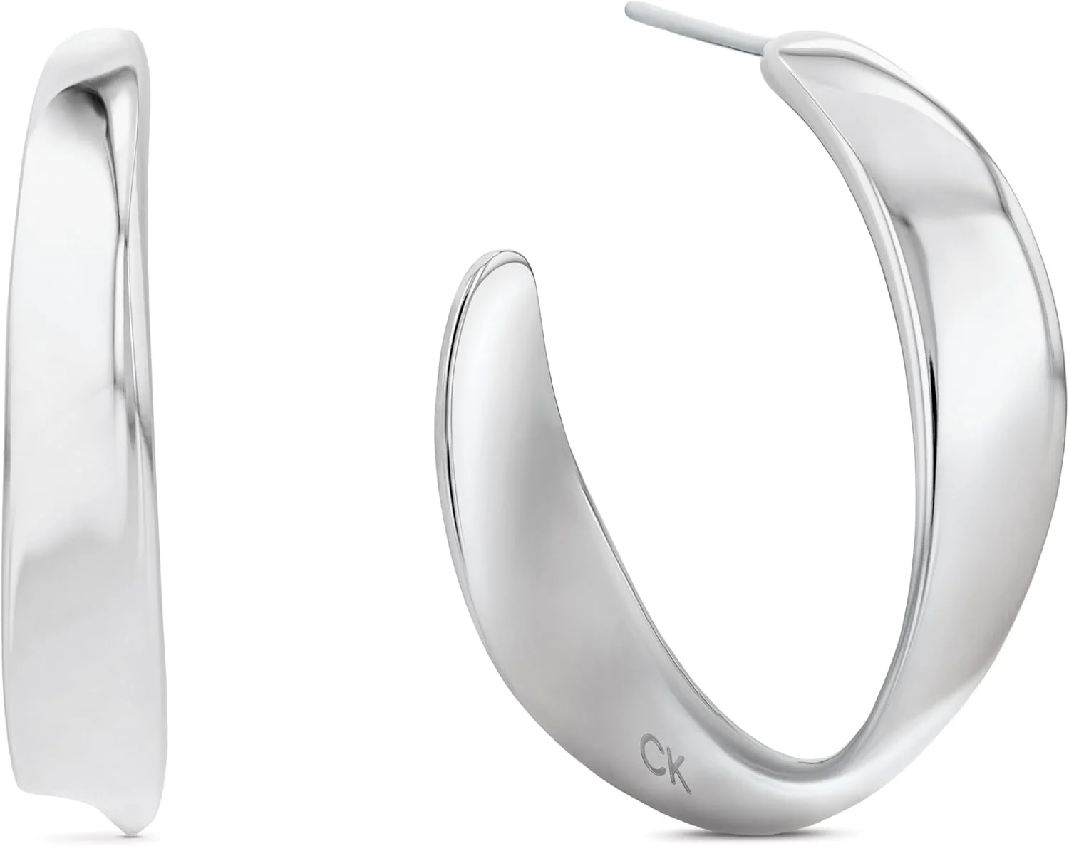 مجموعه جواهرات متالیک اثیری کالوین کلاین برای زنان - گوشواره حلقه ای استیل ضد زنگ، بست پستی - اکسسوری مد - هدیه برای او