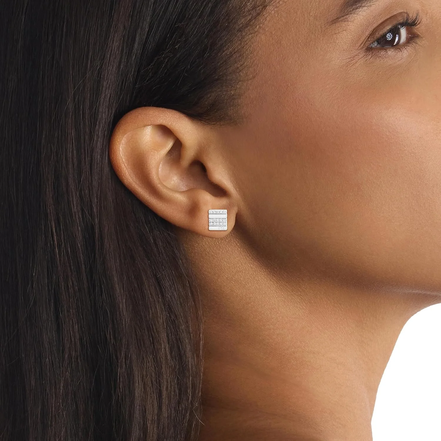 گوشواره های میخی زنانه استیل و کریستال کلوین کلاین: طراحی هندسی ظریف و جذاب