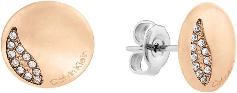 گوشواره میخی زنانه کالوین کلاین با روکش طلای میخک صدفی و استیل و کریستال - 35000139