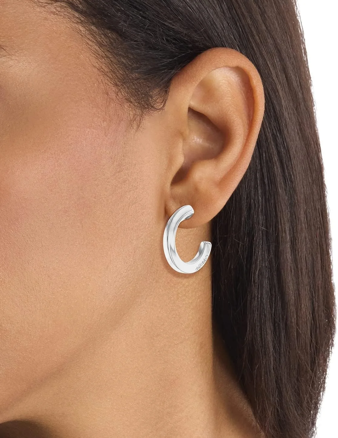 گوشواره حلقه ای استیل ضد زنگ زنانه کالوین کلاین، رنگ: نقره ای (مدل: 35000310)، استاندارد، استیل ضد زنگ، بدون سنگ قیمتی