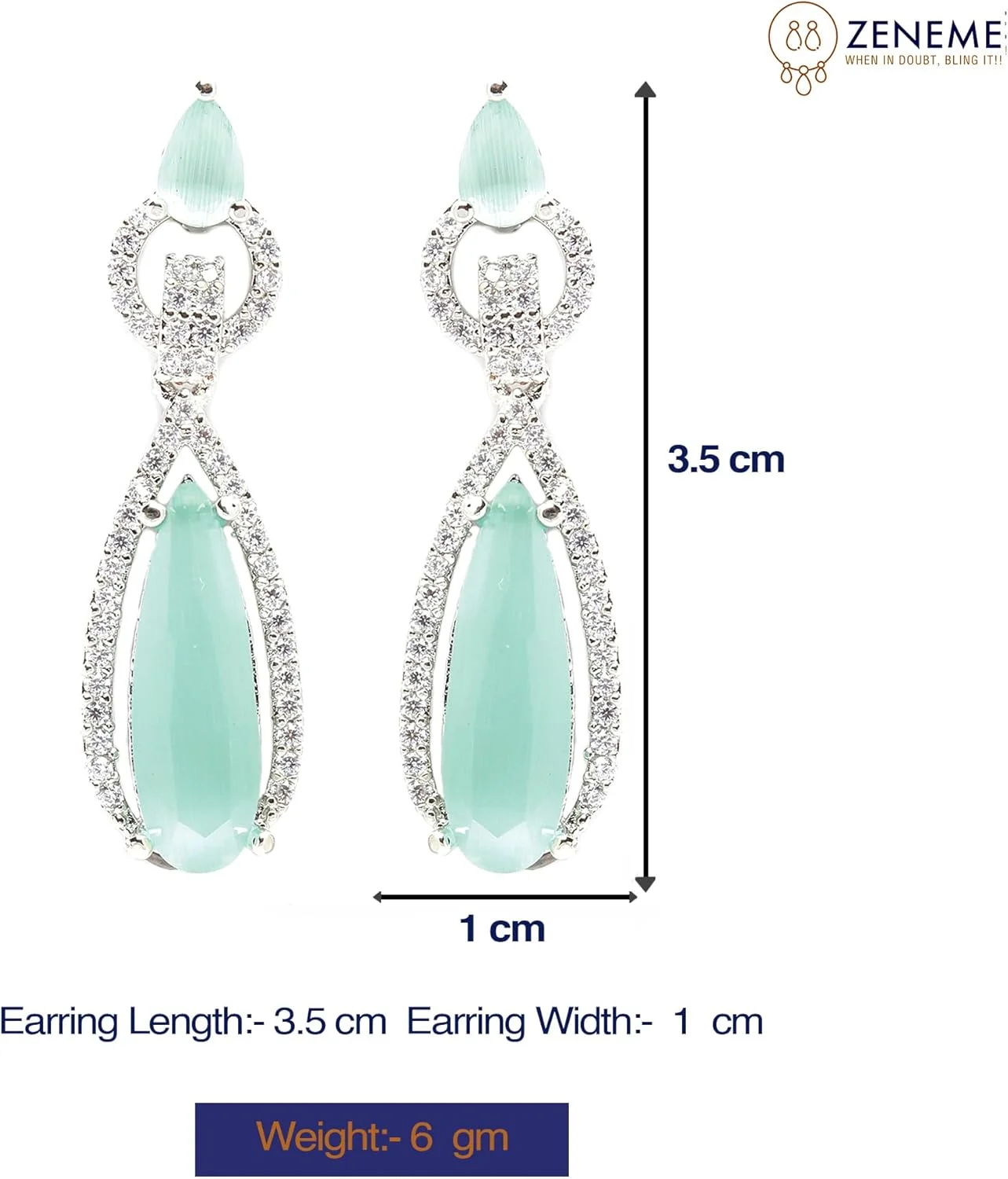 گوشواره های آویز بلند طرح اشک نگین دار روکش رودیوم زنانه و دخترانه (سبز دریایی) گوشواره های آویز بلند طرح اشک نگین دار روکش رودیوم زنانه و دخترانه (سبز دریایی)