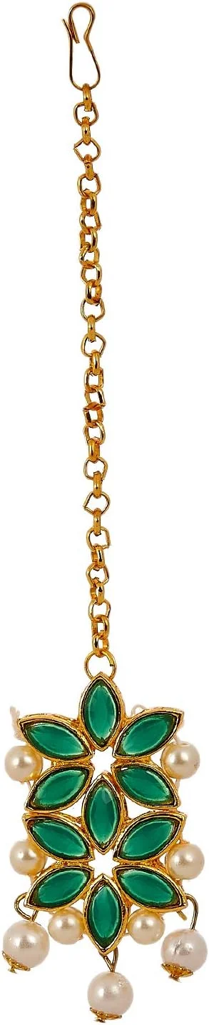 ست مانگ تیکا و گوشواره زنانه Zeneme طرح گل با روکش طلایی ست مانگ تیکا و گوشواره زنانه Zeneme طرح گل با روکش طلایی