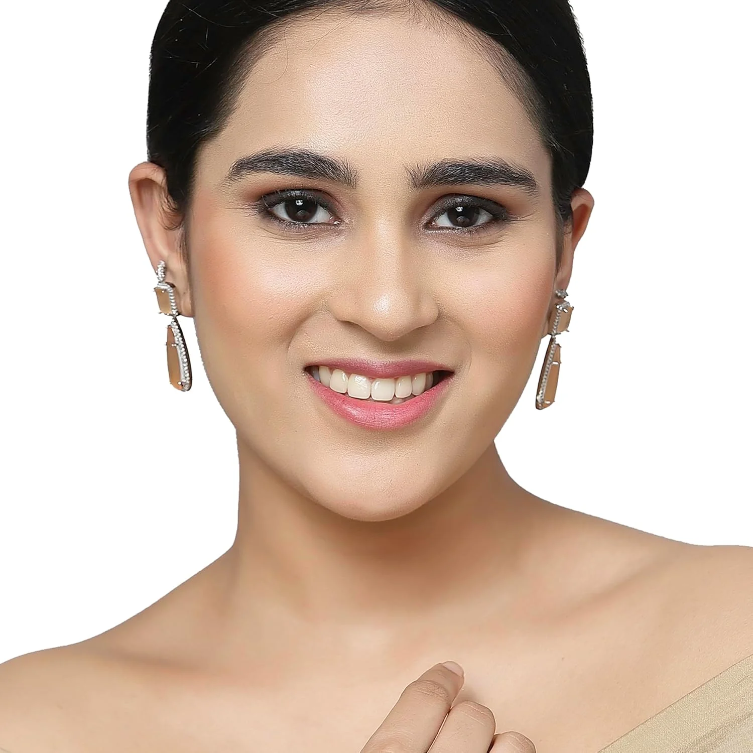 گوشواره های آویز اشکی دست ساز نگین دار الماس آمریکایی با روکش رودیوم زنانه ZENEME (نارنجی) گوشواره های آویز اشکی دست ساز نگین دار الماس آمریکایی با روکش رودیوم زنانه ZENEME (نارنجی)