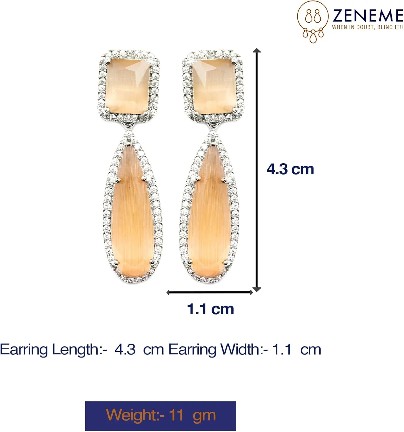گوشواره های آویز اشکی دست ساز نگین دار الماس آمریکایی با روکش رودیوم زنانه ZENEME (نارنجی) گوشواره های آویز اشکی دست ساز نگین دار الماس آمریکایی با روکش رودیوم زنانه ZENEME (نارنجی)