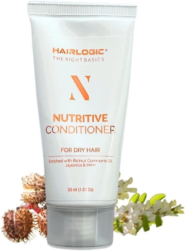 نرم کننده مغذی مو HAIR LOGIC برای موهای خشک مناسب برای آقایان و بانوان (سفید، 30 میلی لیتر)