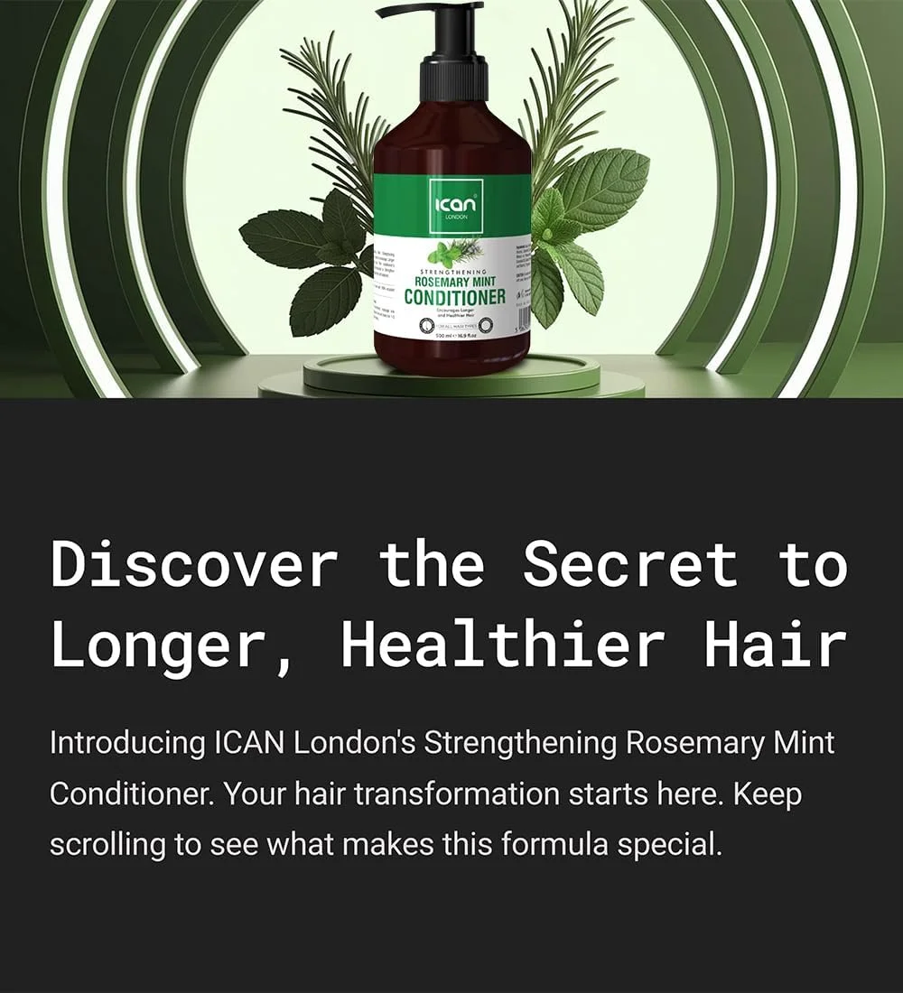 نرم کننده تقویت کننده مو حاوی روغن رزماری و نعناع ican London، حجم 500 میلی لیتر نرم کننده تقویت کننده مو حاوی روغن رزماری و نعناع ican London، حجم 500 میلی لیتر