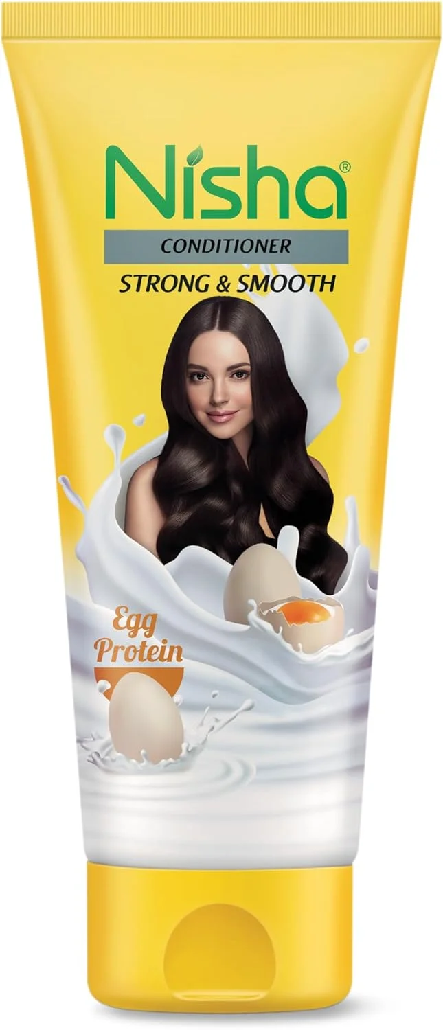 نرم کننده مو پروتئین تخم مرغ نیشا برای موهای قوی و صاف، مناسب آقایان و بانوان، برای انواع مو، شامپو حجم دهنده برای موهای صاف و سالم، 180 میلی لیتر