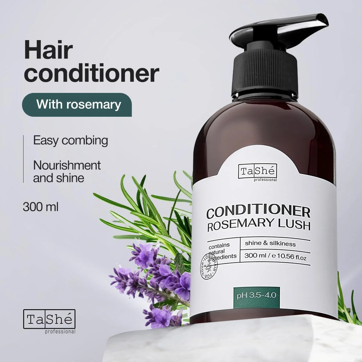 نرم کننده مو رزماری و بیوتین TaShe - حجم 300 میلی لیتر نرم کننده مو رزماری و بیوتین TaShe - حجم 300 میلی لیتر