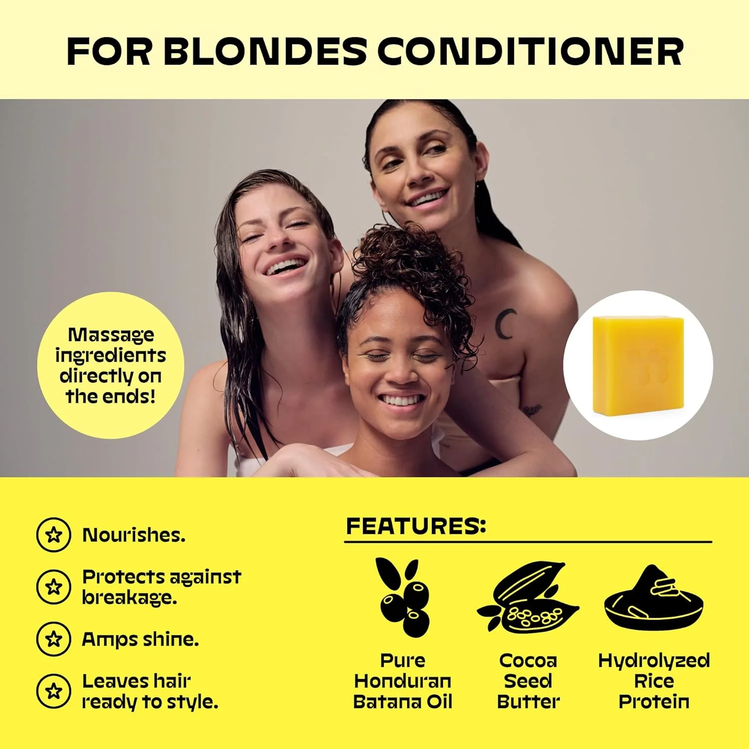 نرم کننده مو نول با عصاره بابونه برای موهای بلوند، مرطوب کننده و تقویت کننده موهای آسیب دیده | بسته بندی پایدار و 100% بدون پلاستیک، سازگار با محیط زیست | 60 گرم