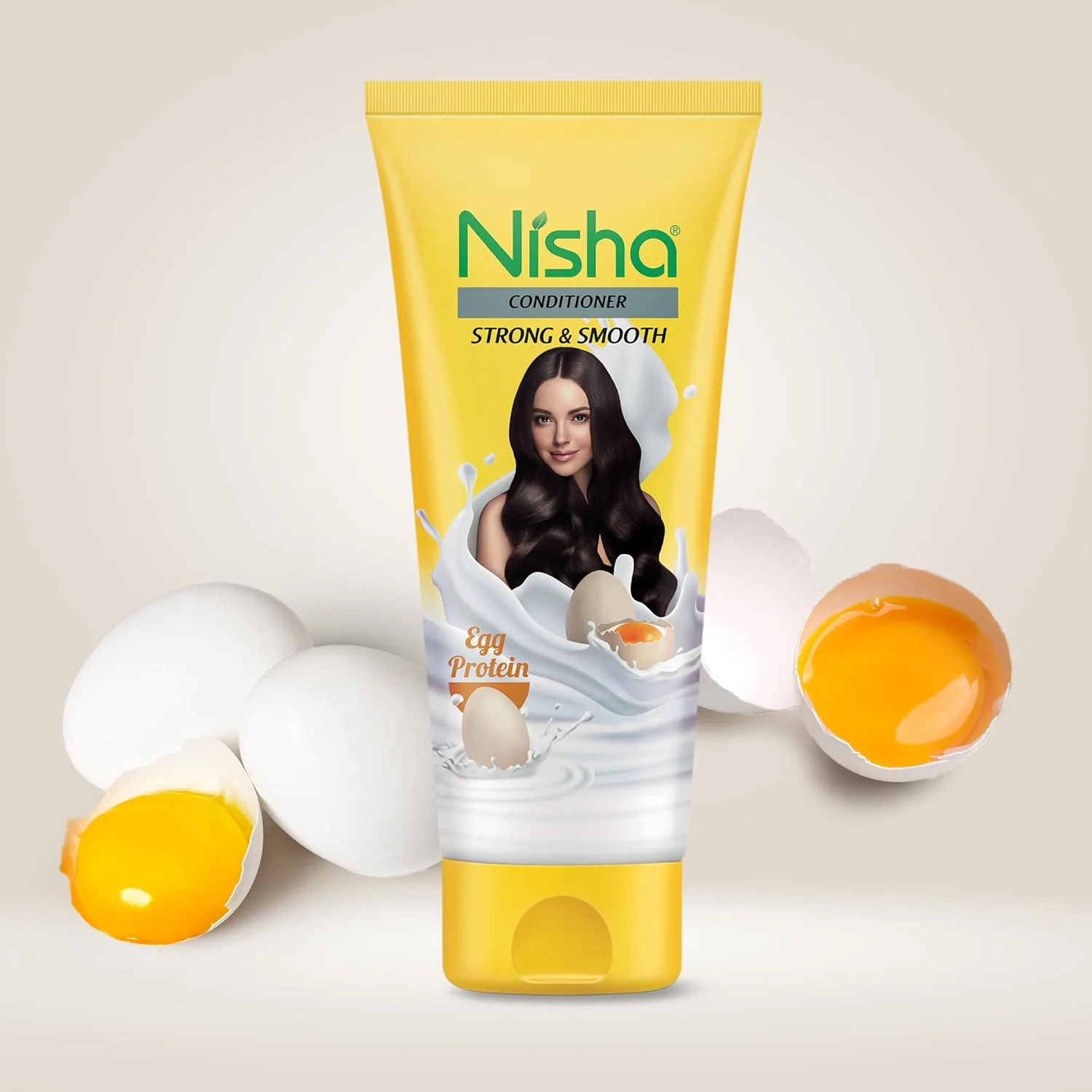 نرم کننده مو پروتئین تخم مرغ نیشا برای موهای قوی و صاف، مناسب آقایان و بانوان، برای انواع مو، شامپو حجم دهنده برای موهای صاف و سالم، 180 میلی لیتر