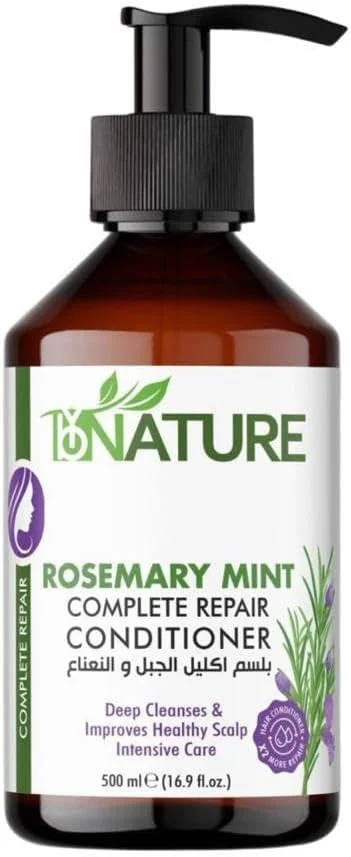 نرم کننده مو رزماری و نعناع بای نیچر، ترمیم کننده کامل، 500 میلی لیتر - تغذیه و تقویت کننده موهای آسیب دیده، غنی شده با عصاره رزماری و نعناع برای داشتن موهایی صاف و سالم