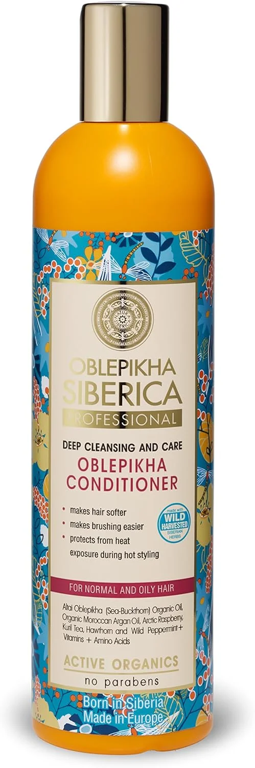 نرم کننده پاک کننده و مراقبتی عمیق موهای معمولی و چرب Natura Siberica Oblepikha حاوی هیدرولات Oblepikha ارگانیک، 400 میلی لیتر