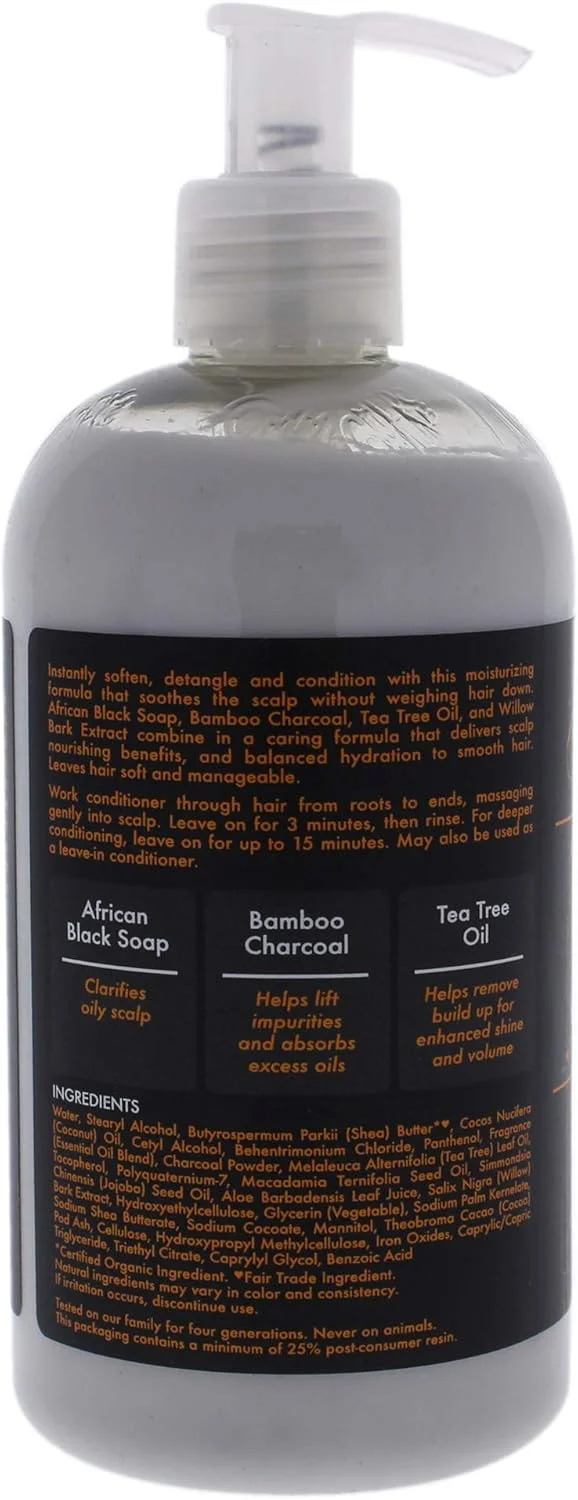 نرم کننده متعادل کننده حاوی صابون سیاه آفریقایی و زغال بامبو Shea Moisture، 384 میلی لیتر نرم کننده متعادل کننده حاوی صابون سیاه آفریقایی و زغال بامبو Shea Moisture، 384 میلی لیتر