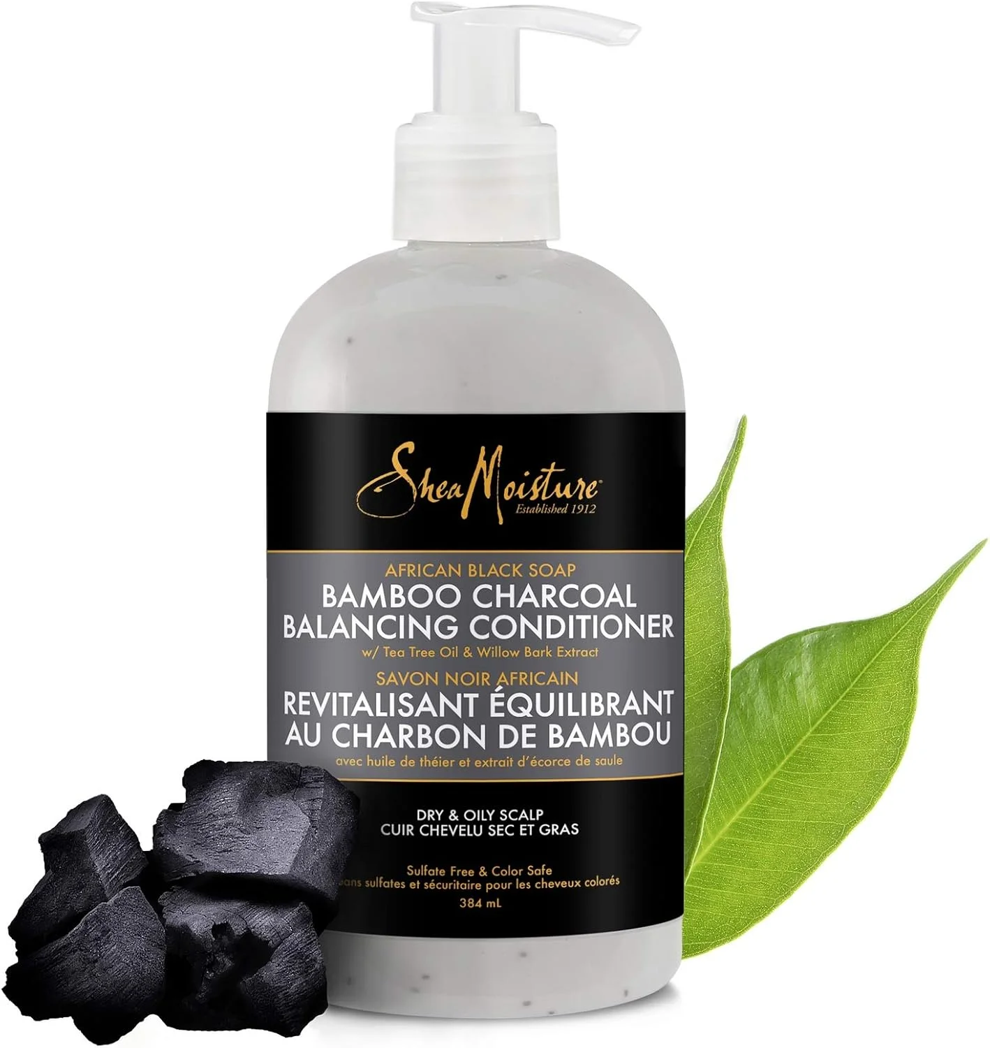 نرم کننده متعادل کننده حاوی صابون سیاه آفریقایی و زغال بامبو Shea Moisture، 384 میلی لیتر نرم کننده متعادل کننده حاوی صابون سیاه آفریقایی و زغال بامبو Shea Moisture، 384 میلی لیتر