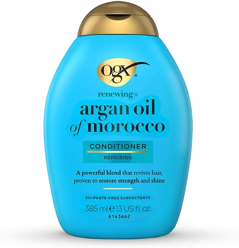 نرم کننده مو روغن آرگان مراکشی او جی ایکس، فرمول ملایم و متعادل با PH جدید، بدون سولفات، 385 میلی لیتر، غنی شده با روغن آرگان مراکشی برای موهای نرم و ابریشمی