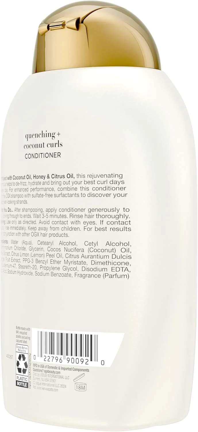 نرم کننده مو فر نارگیل OGX، نرم کننده مغذی موهای فر با روغن نارگیل، روغن مرکبات و عسل، بدون پارابن و سولفات، 384 میلی لیتر نرم کننده مو فر نارگیل OGX، نرم کننده مغذی موهای فر با روغن نارگیل، روغن مرکبات و عسل، بدون پارابن و سولفات، 384 میلی لیتر