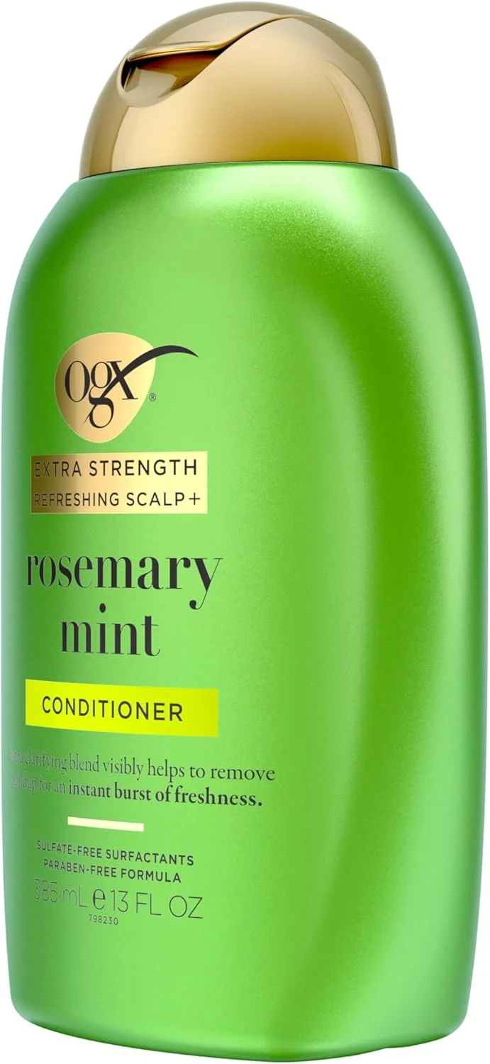 نرم کننده مو و پوست سر OGX با عصاره رزماری و نعناع، تقویت کننده مو و پوست سر حاوی رزماری برای داشتن موهایی سالم تر، بدون سولفات، 385 میلی لیتر نرم کننده مو و پوست سر OGX با عصاره رزماری و نعناع، تقویت کننده مو و پوست سر حاوی رزماری برای داشتن موهایی سالم تر، بدون سولفات، 385 میلی لیتر