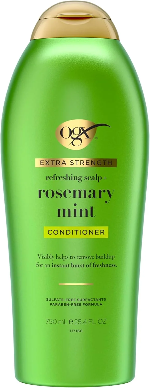 نرم کننده مو OGX با قدرت مضاعف، طراوت بخش پوست سر + رزماری و نعناع، نرم کننده مغذی غنی شده با رزماری و نعناع برای داشتن موهایی درخشان و سالم، بدون سولفات، 750 میلی لیتر نرم کننده مو OGX با قدرت مضاعف، طراوت بخش پوست سر + رزماری و نعناع، نرم کننده مغذی غنی شده با رزماری و نعناع برای داشتن موهایی درخشان و سالم، بدون سولفات، 750 میلی لیتر