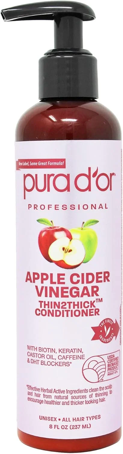 نرم کننده سرکه سیب و تقویت کننده مو PURA D'OR (حجم 236 میلی لیتر) حاوی بیوتین، کراتین، کافئین، روغن کرچک و مواد فعال کلیدی برای انواع مو، مناسب آقایان و بانوان نرم کننده سرکه سیب و تقویت کننده مو PURA D'OR (حجم 236 میلی لیتر) حاوی بیوتین، کراتین، کافئین، روغن کرچک و مواد فعال کلیدی برای انواع مو، مناسب آقایان و بانوان