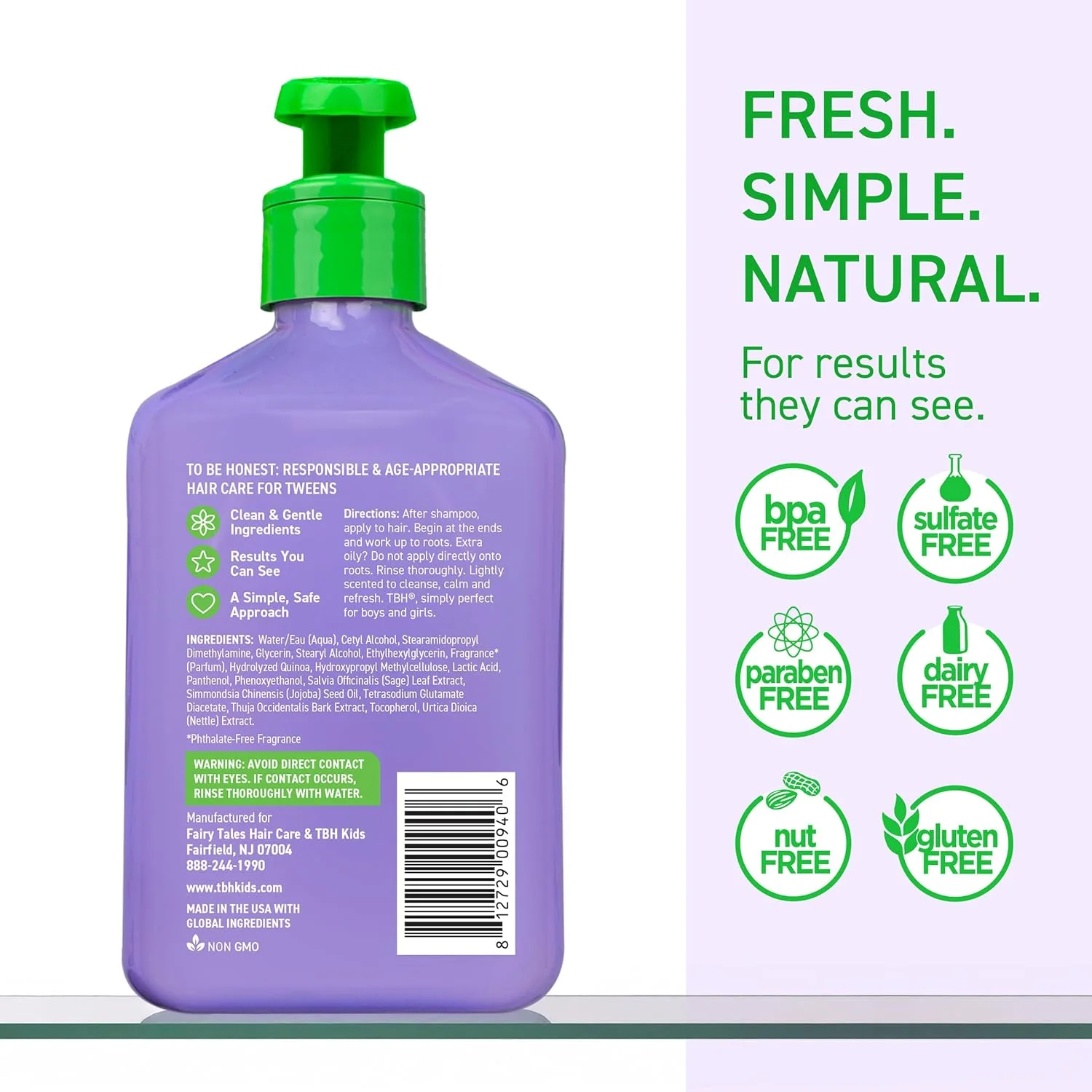 نرم کننده مو کودک TBH - فرمول سبک و باز کننده گره مو - بدون سولفات و پارابن - 355 میلی لیتر