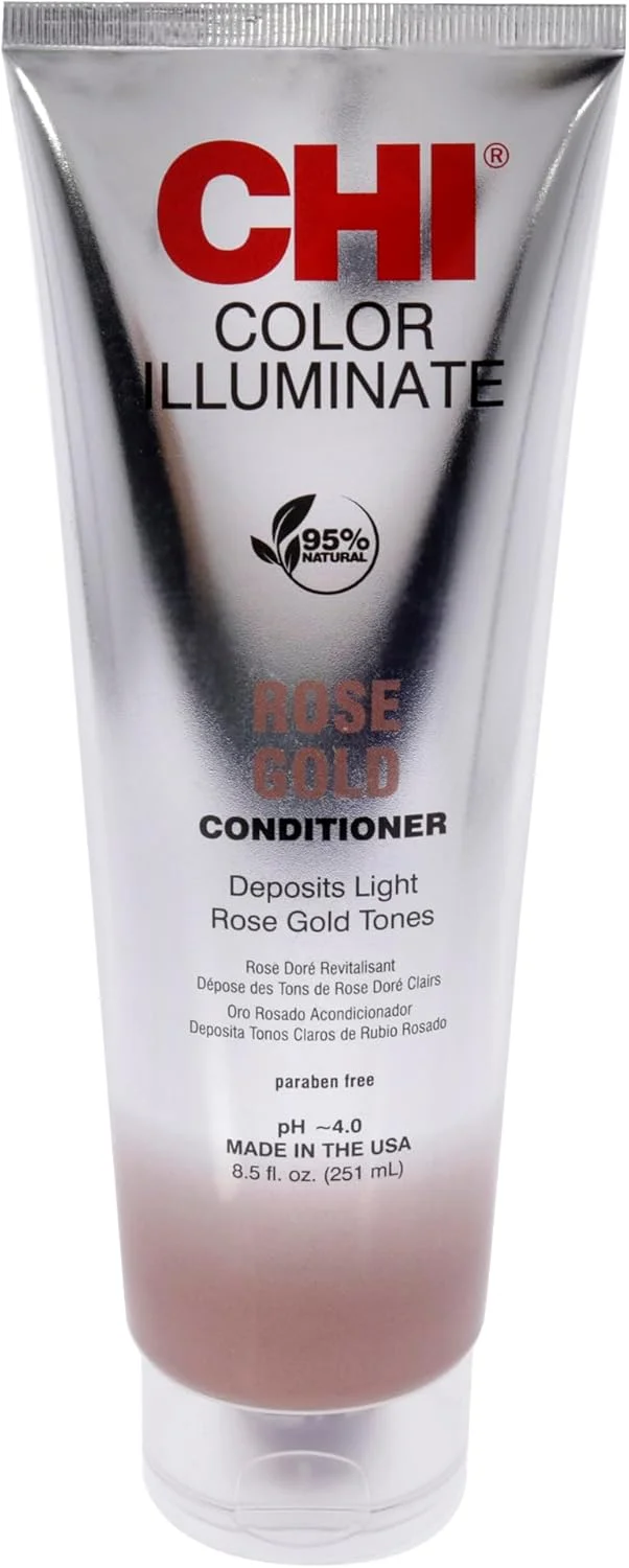 نرم کننده مو رنگی رز گلد CHI Ionic Color Illuminate مناسب برای انواع مو، 251 میلی لیتر نرم کننده مو رنگی رز گلد CHI Ionic Color Illuminate مناسب برای انواع مو، 251 میلی لیتر