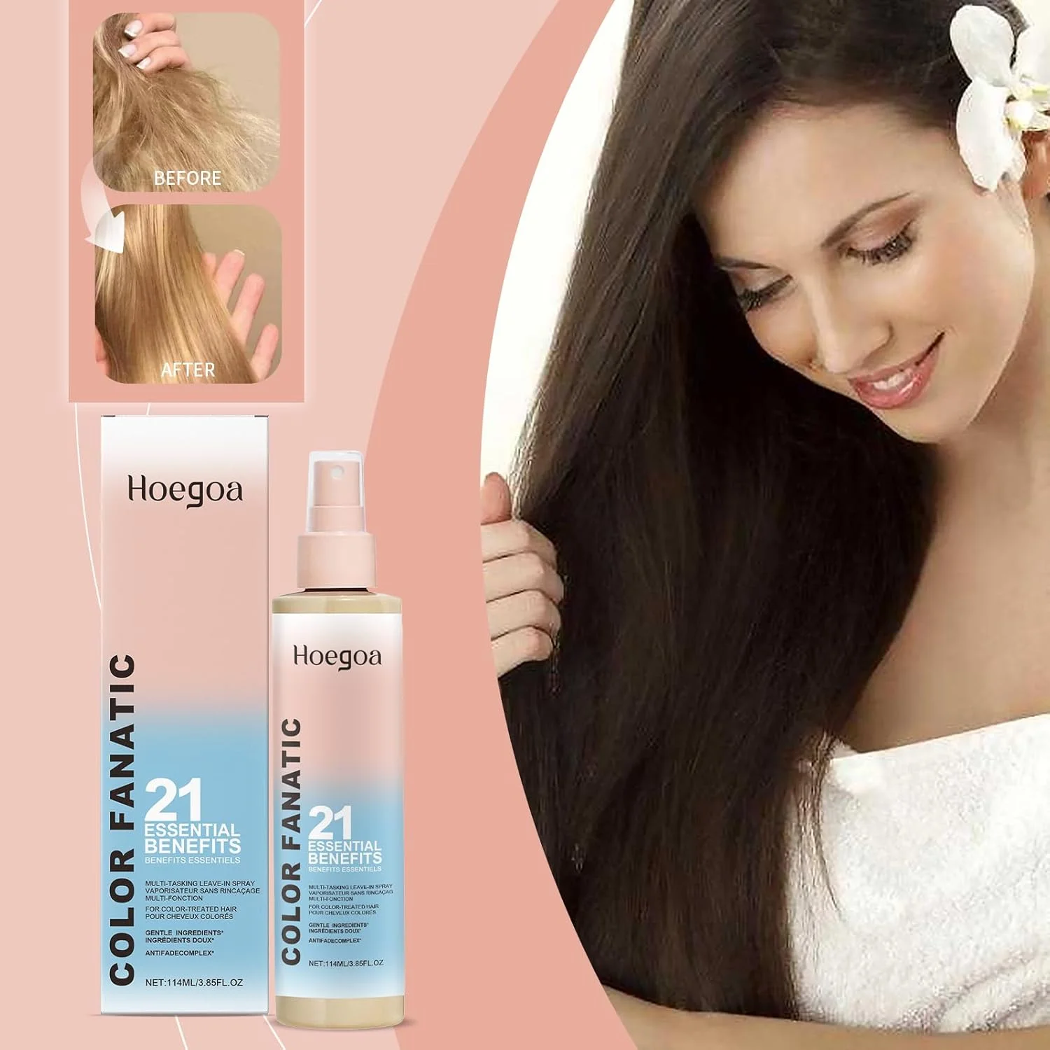 اسپری نرم کننده و محافظ رنگ مو، باز کننده گره، مغذی و محافظ موهای رنگ شده، درمان سبک اسپری نرم کننده و محافظ رنگ مو، باز کننده گره، مغذی و محافظ موهای رنگ شده، درمان سبک