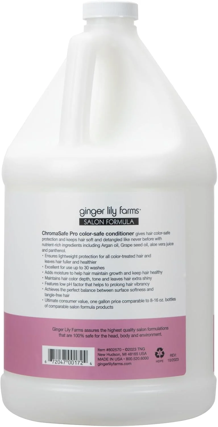 نرم کننده موهای رنگ شده ChromaSafe Pro از Ginger Lily Farms Salon Formula، کاملا گیاهی و بدون تست حیوانی، حجم 1 گالن (128 fl oz) نرم کننده موهای رنگ شده ChromaSafe Pro از Ginger Lily Farms Salon Formula، کاملا گیاهی و بدون تست حیوانی، حجم 1 گالن (128 fl oz)