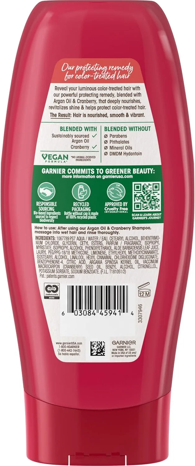 نرم کننده مو گارنیر Whole Blends حاوی روغن آرگان و عصاره کرنبری، مراقبت از رنگ مو، 370 میلی لیتر نرم کننده مو گارنیر Whole Blends حاوی روغن آرگان و عصاره کرنبری، مراقبت از رنگ مو، 370 میلی لیتر