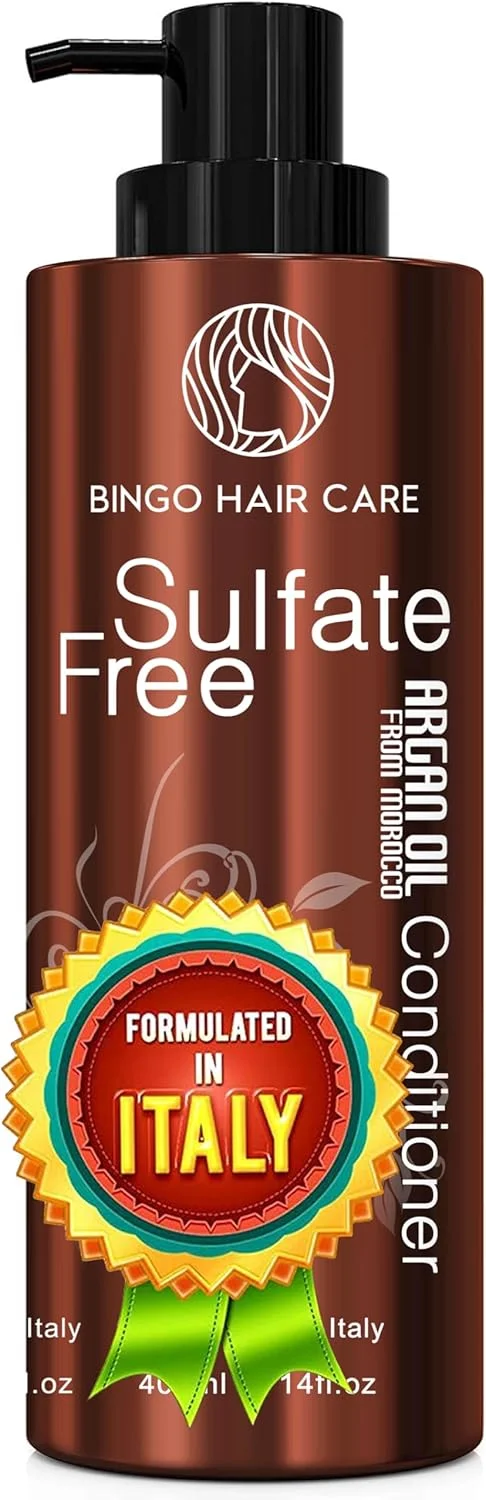 نرم کننده مو روغن آرگان مراکشی بدون سولفات BINGO HAIR CARE - بهترین برای موهای آسیب دیده، خشک، مجعد یا وز - ضخیم کننده برای موهای نازک/کم پشت، ایمن برای موهای رنگ شده، کراتینه شده، لاین حرفه ای نرم کننده مو روغن آرگان مراکشی بدون سولفات BINGO HAIR CARE - بهترین برای موهای آسیب دیده، خشک، مجعد یا وز - ضخیم کننده برای موهای نازک/کم پشت، ایمن برای موهای رنگ شده، کراتینه شده، لاین حرفه ای