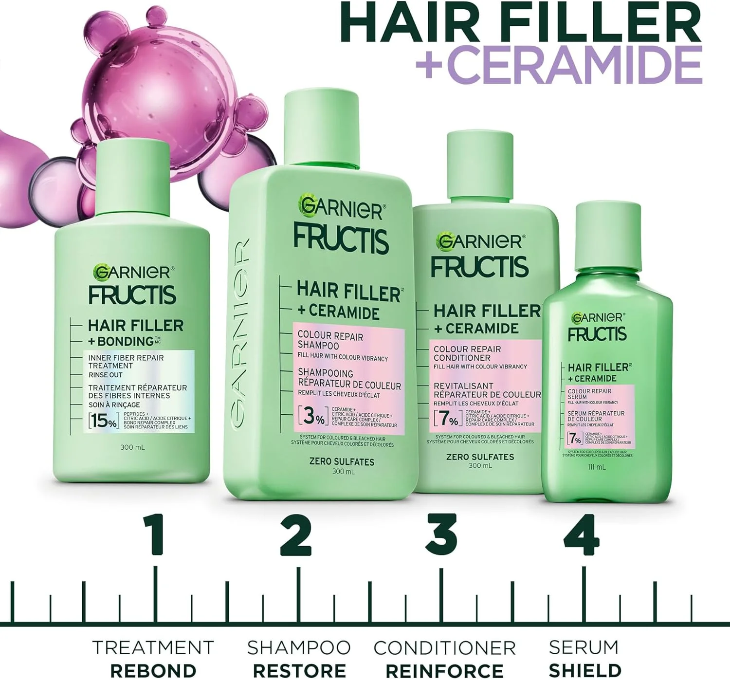 نرم کننده ترمیم کننده رنگ مو گارنیر Fructis Hair Filler حاوی سرامید، نرم کننده صاف کننده و بدون سولفات برای موهای رنگ شده و دکلره شده، 300 میلی لیتر نرم کننده ترمیم کننده رنگ مو گارنیر Fructis Hair Filler حاوی سرامید، نرم کننده صاف کننده و بدون سولفات برای موهای رنگ شده و دکلره شده، 300 میلی لیتر