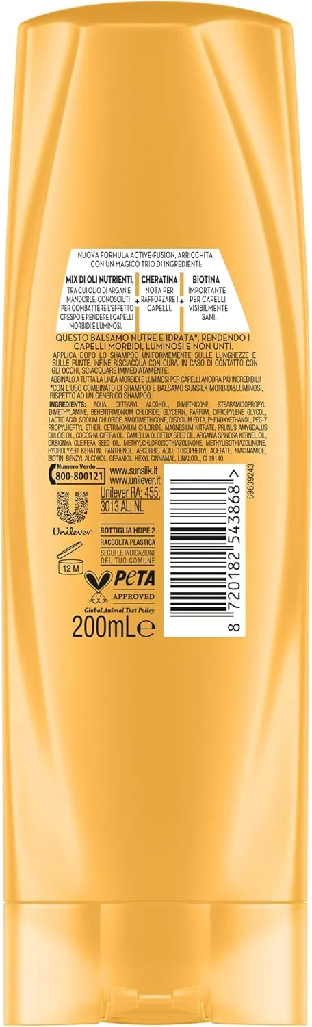 نرم کننده مو سانسیلک، بالم نرم کننده و درخشان ضد وز، موهای نرم و غیر چرب، فرمولاسیون Active Fusion با روغن آرگان و بادام، کراتین و بیوتین 200 میلی لیتر نرم کننده مو سانسیلک، بالم نرم کننده و درخشان ضد وز، موهای نرم و غیر چرب، فرمولاسیون Active Fusion با روغن آرگان و بادام، کراتین و بیوتین 200 میلی لیتر