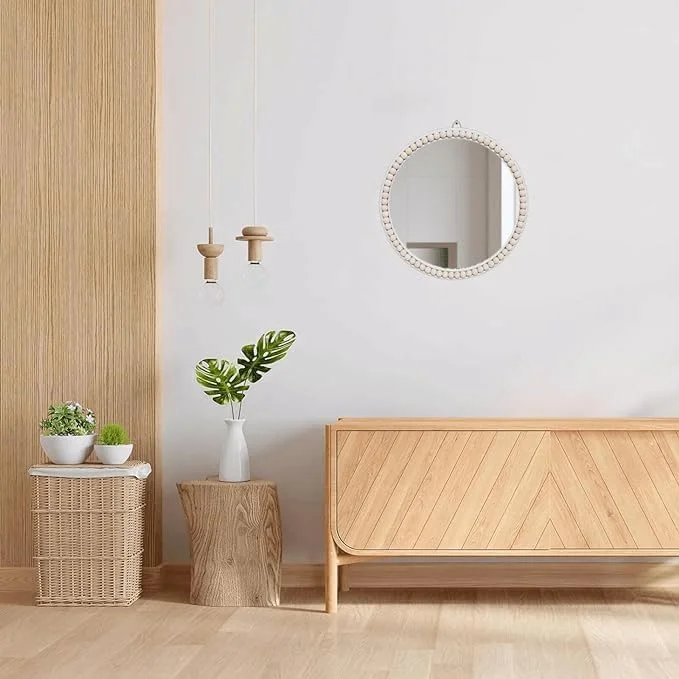 آینه دیواری 17 اینچی YUSALCEF، طراحی بوهو برای دکوراسیون اتاق نشیمن، اتاق خواب، حمام، آینه حصیری بافته شده با دست آینه دیواری 17 اینچی YUSALCEF، طراحی بوهو برای دکوراسیون اتاق نشیمن، اتاق خواب، حمام، آینه حصیری بافته شده با دست