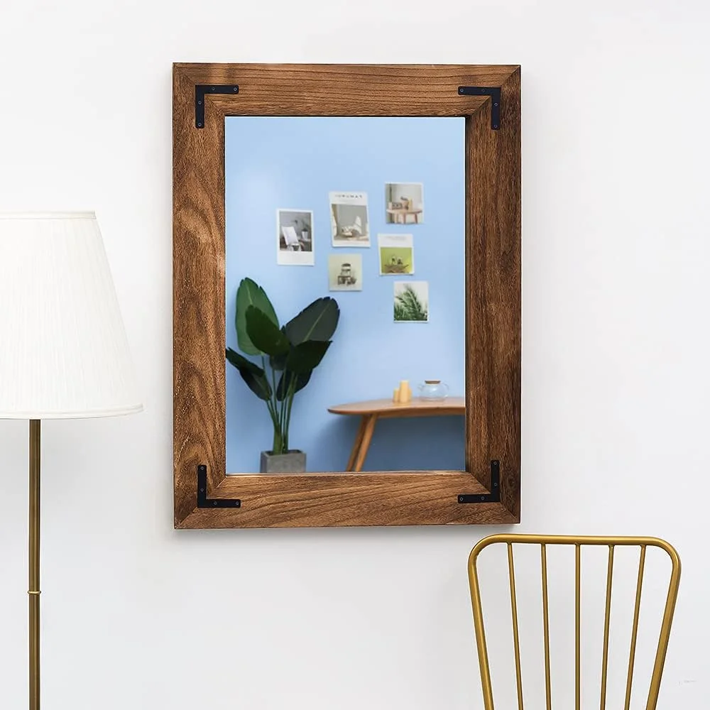 آینه دیواری با قاب چوبی روستیک YOSHOOT، آینه روشویی چوبی طبیعی برای دکوراسیون خانه های روستایی، نصب عمودی یا افقی آینه دیواری با قاب چوبی روستیک YOSHOOT، آینه روشویی چوبی طبیعی برای دکوراسیون خانه های روستایی، نصب عمودی یا افقی