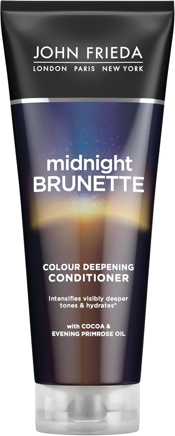 نرم کننده تقویت کننده رنگ موی قهوه ای تیره جان فریدا مدل Midnight Brunette حجم 250 میلی لیتر، نرم کننده رنگ دهنده برای موهای قهوه ای
