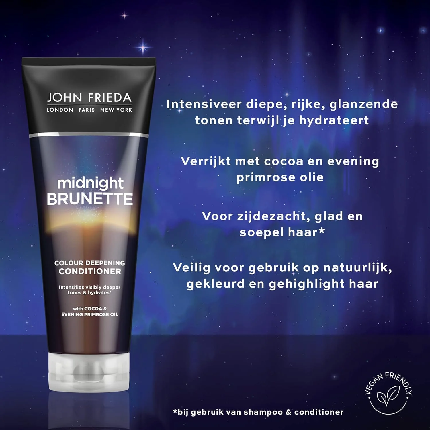 نرم کننده تقویت کننده رنگ موی قهوه ای تیره جان فریدا مدل Midnight Brunette حجم 250 میلی لیتر، نرم کننده رنگ دهنده برای موهای قهوه ای نرم کننده تقویت کننده رنگ موی قهوه ای تیره جان فریدا مدل Midnight Brunette حجم 250 میلی لیتر، نرم کننده رنگ دهنده برای موهای قهوه ای