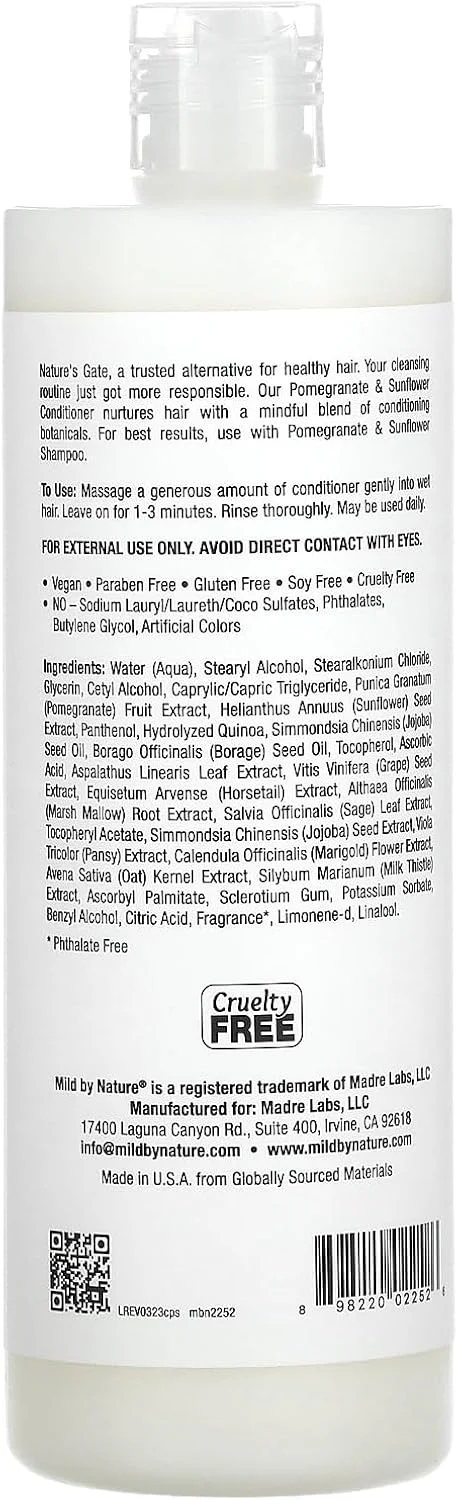 نرم کننده موهای رنگ شده انار و آفتابگردان Mild By Nature، (Nature's Gate)، 473 میلی لیتر نرم کننده موهای رنگ شده انار و آفتابگردان Mild By Nature، (Nature's Gate)، 473 میلی لیتر