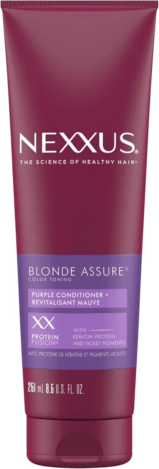 نرم کننده موی بنفش Nexxus مدل Blonde Assure، نرم کننده کراتینه، برای موهای بلوند و دکلره شده، نرم کننده رنگ مو 250 میلی لیتر نرم کننده موی بنفش Nexxus مدل Blonde Assure، نرم کننده کراتینه، برای موهای بلوند و دکلره شده، نرم کننده رنگ مو 250 میلی لیتر