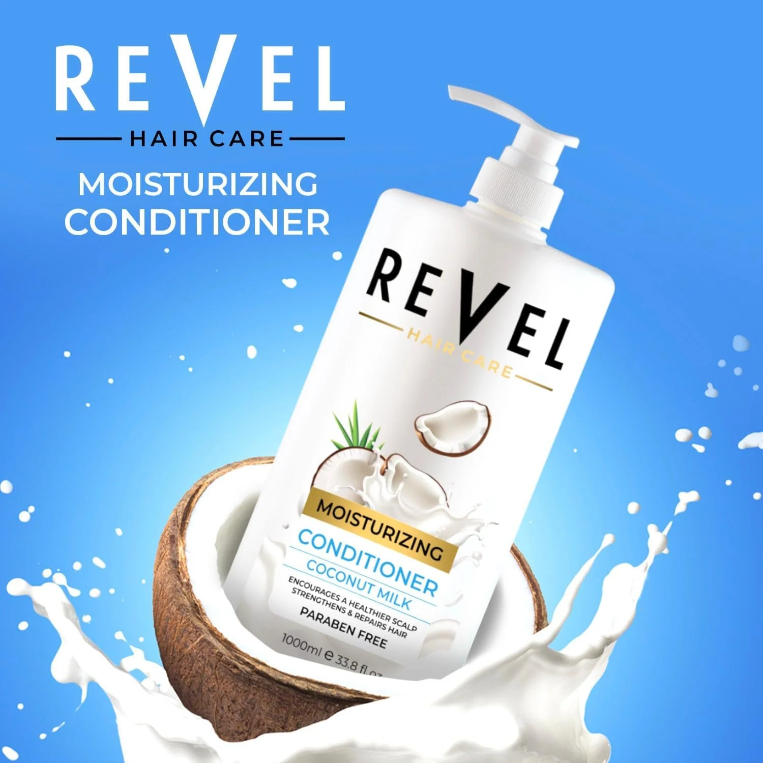 نرم کننده مو شیر نارگیل Revel Hair Care ضد ریزش مو، مرطوب کننده، ۱۰۰۰ میلی لیتر، برای موها، تقویت کننده و ترمیم کننده مو، فاقد پارابن نرم کننده مو شیر نارگیل Revel Hair Care ضد ریزش مو، مرطوب کننده، ۱۰۰۰ میلی لیتر، برای موها، تقویت کننده و ترمیم کننده مو، فاقد پارابن