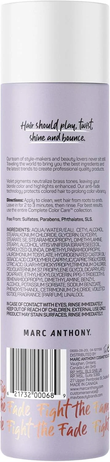 نرم کننده بنفش مراقبت کامل از رنگ مو مارک آنتونی | حفظ رنگ برای انواع موهای بلوند | مقاوم در برابر زردی | فناوری محافظت در برابر محو شدن رنگ | 236 میلی لیتر نرم کننده بنفش مراقبت کامل از رنگ مو مارک آنتونی | حفظ رنگ برای انواع موهای بلوند | مقاوم در برابر زردی | فناوری محافظت در برابر محو شدن رنگ | 236 میلی لیتر