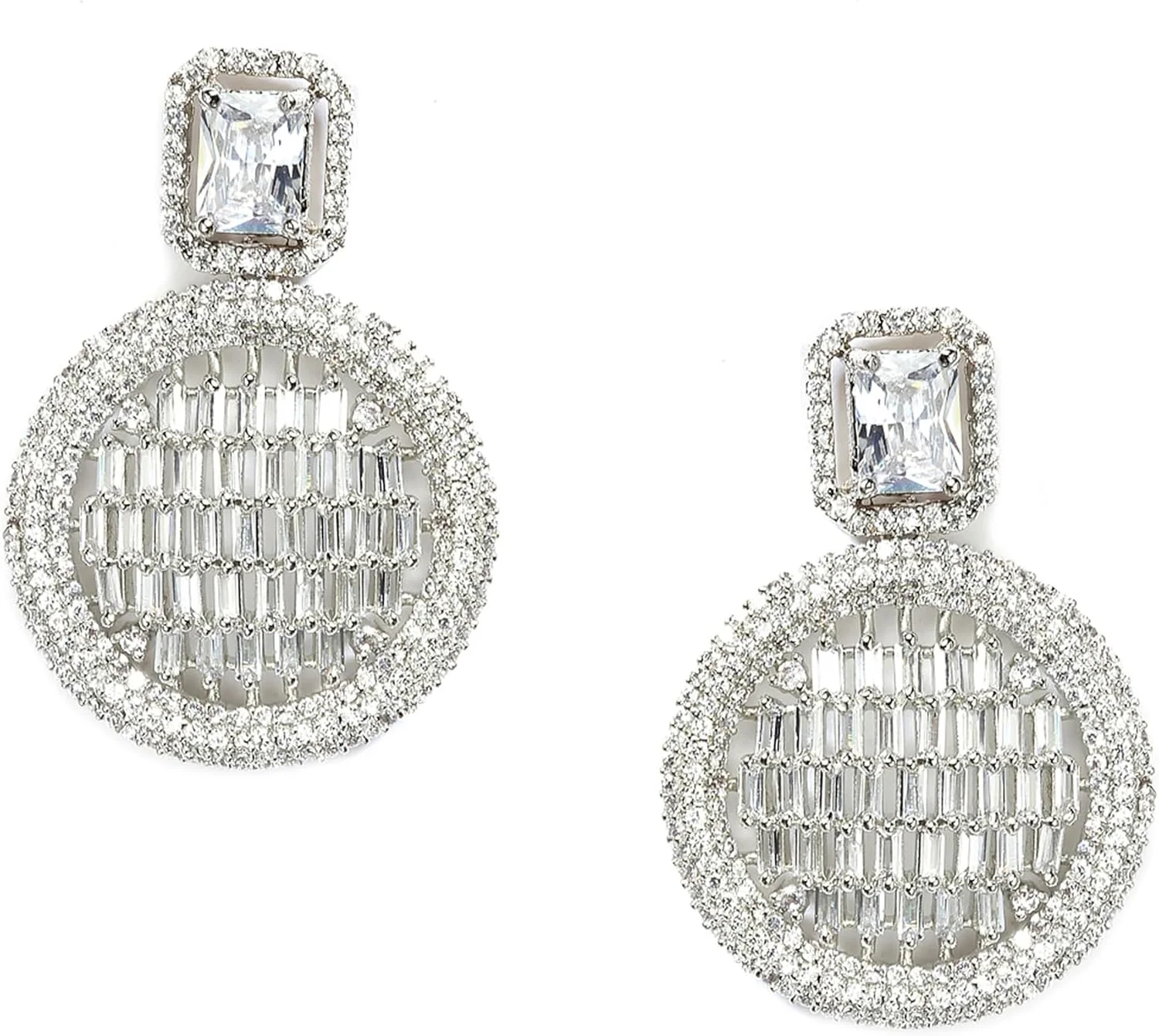 گوشواره زنانه زنم، روکش رودیوم، سفید مایل به کرم، طرح هندسی، مدل میخی فشاری، جواهرات کلاسیک روزمره برای دختران و زنان