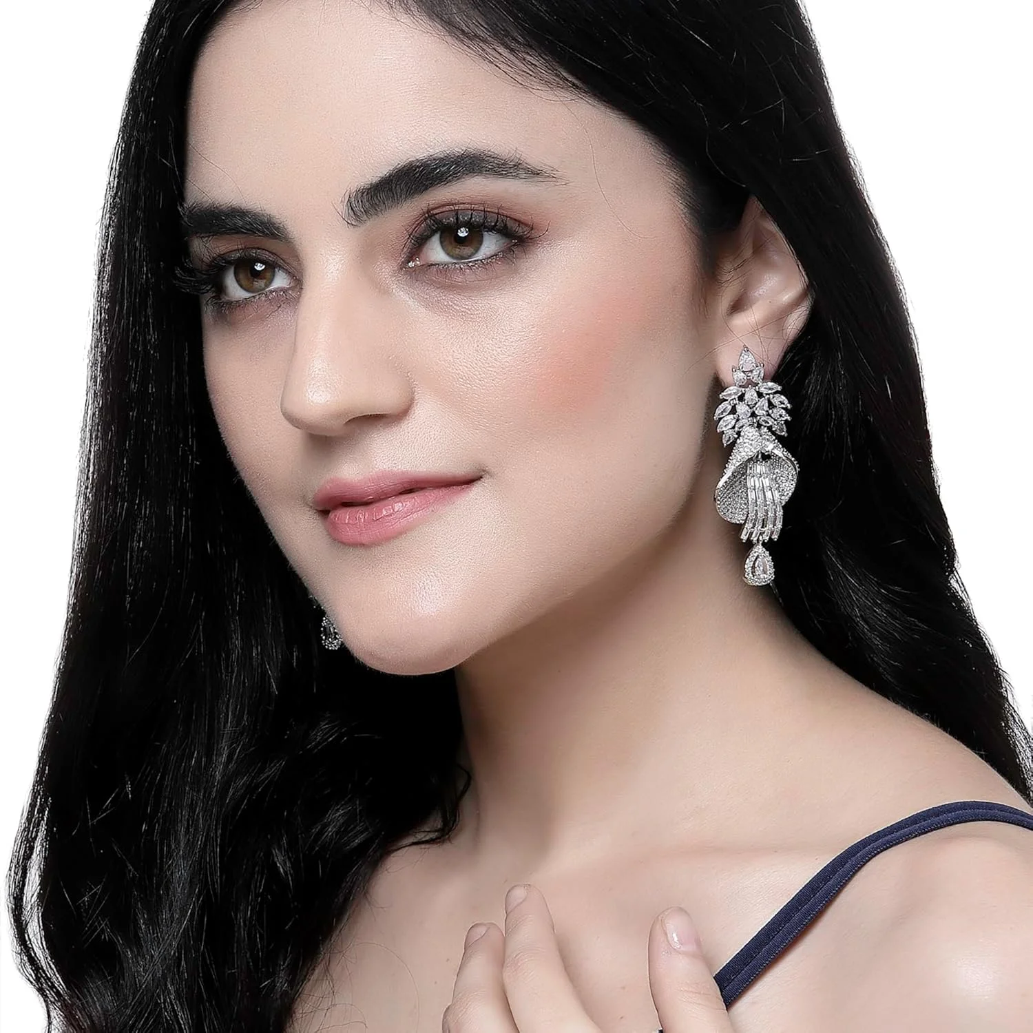 گوشواره های آویز طرح Quikry نگین دار الماس آمریکایی سفید با روکش رودیوم زنانه و دخترانه ZENEME گوشواره های آویز طرح Quikry نگین دار الماس آمریکایی سفید با روکش رودیوم زنانه و دخترانه ZENEME