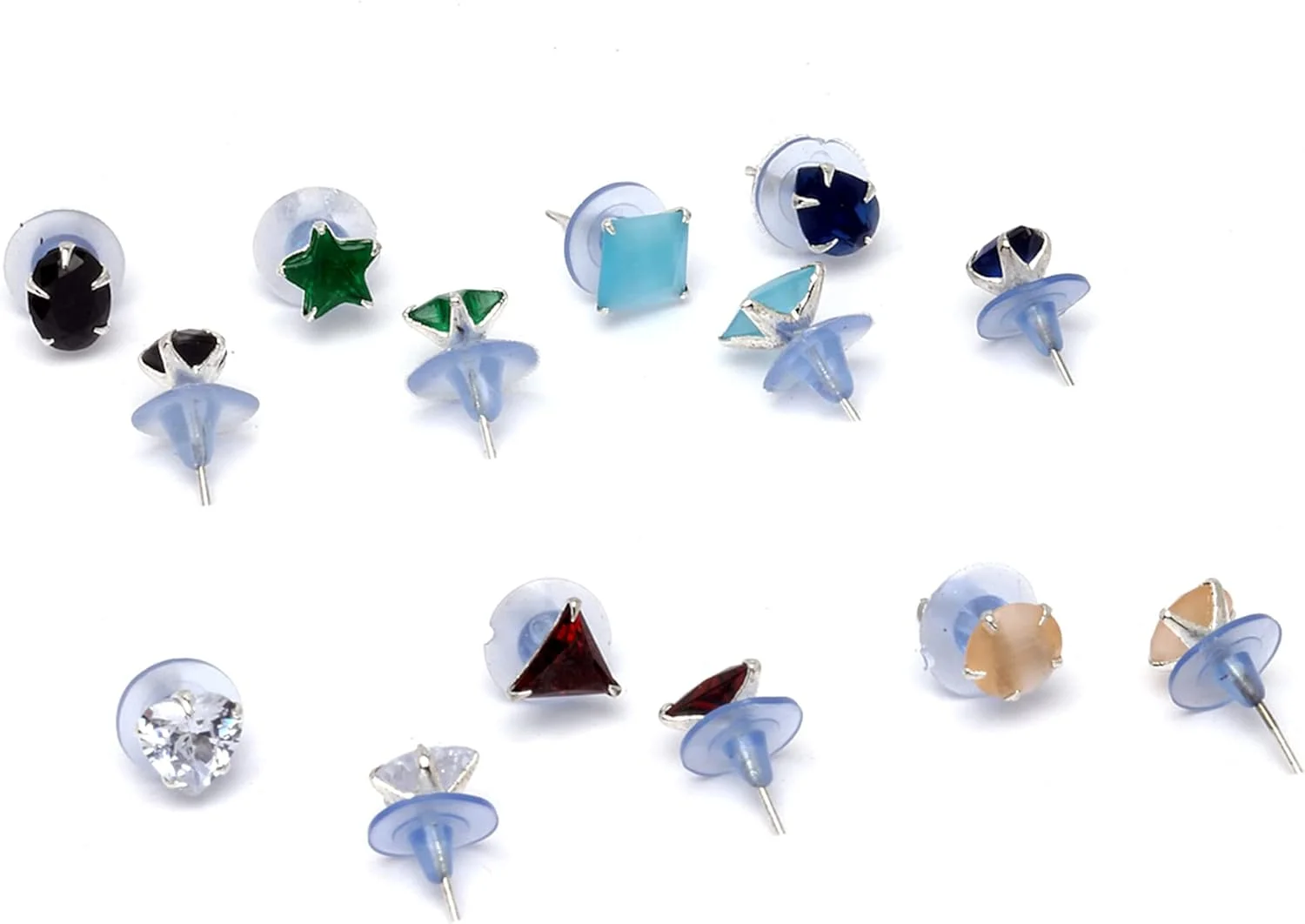 گوشواره های میخی زنانه زنم مدل Rhodium-Plated Silver Toned -Colour Ad Studded Geometric Shape (بسته 7 عددی) کوچک چند رنگ گوشواره های میخی زنانه زنم مدل Rhodium-Plated Silver Toned -Colour Ad Studded Geometric Shape (بسته 7 عددی) کوچک چند رنگ