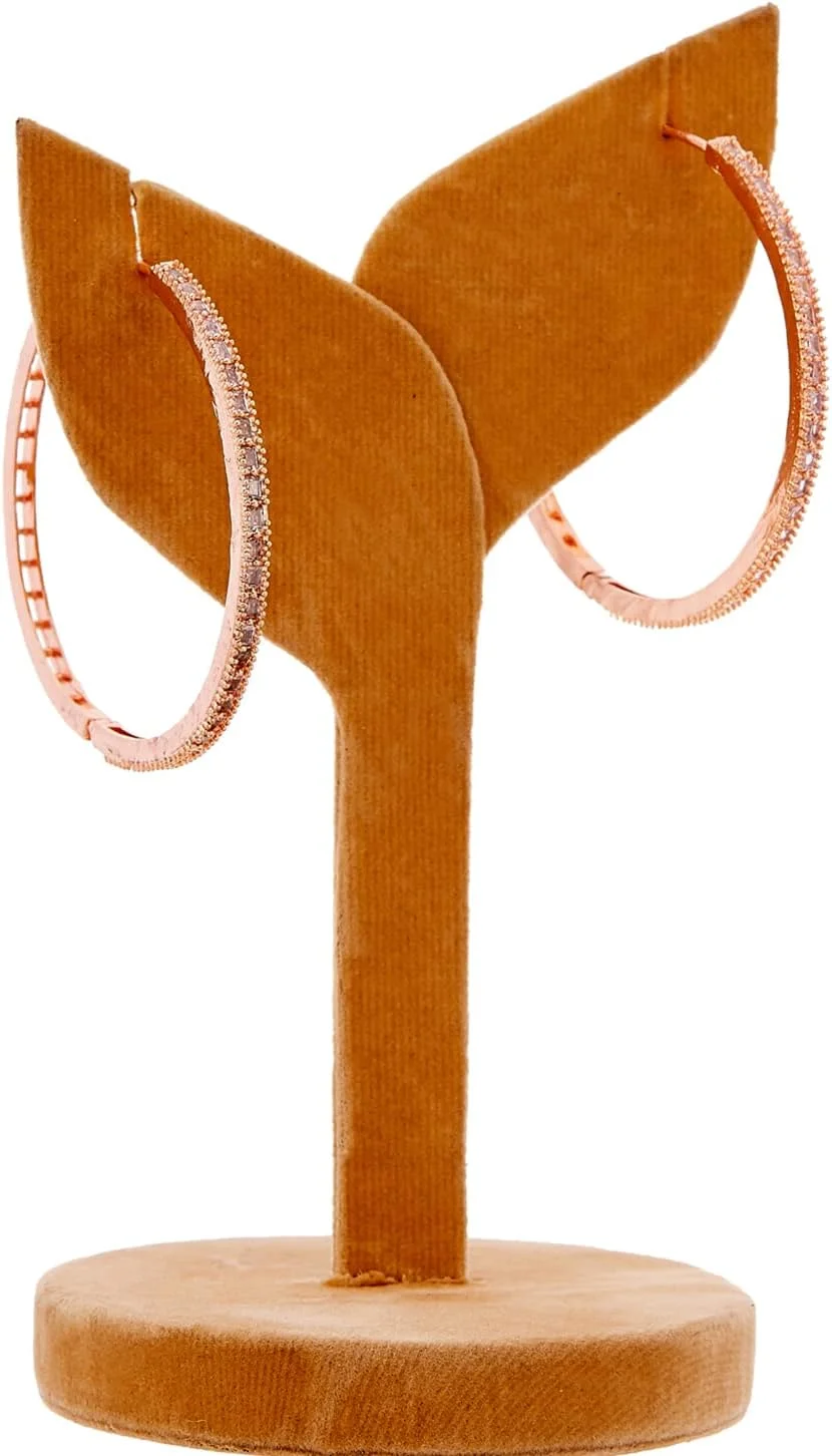 گوشواره حلقه ای زنانه زِمِنِم با نگین های الماس آمریکایی، مدل بالی (بزرگ) (سفید، رزگلد)