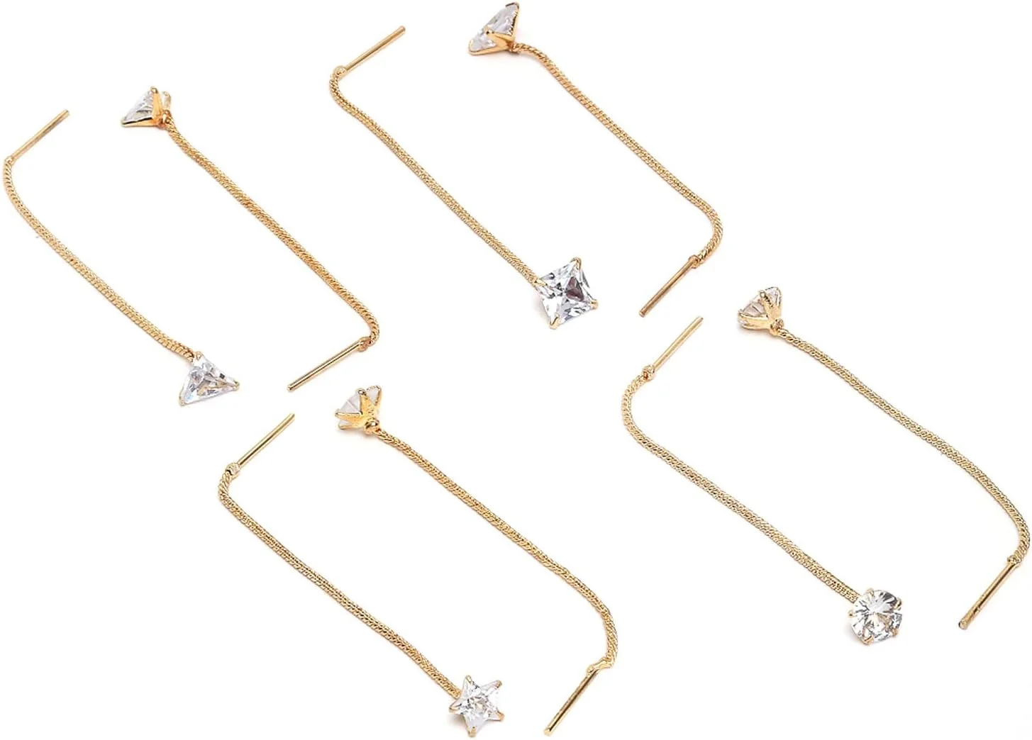 گوشواره های زنانه و دخترانه ذنمه طرح هندسی کریستالی سوئی داگا با روکش طلای 4 عیار