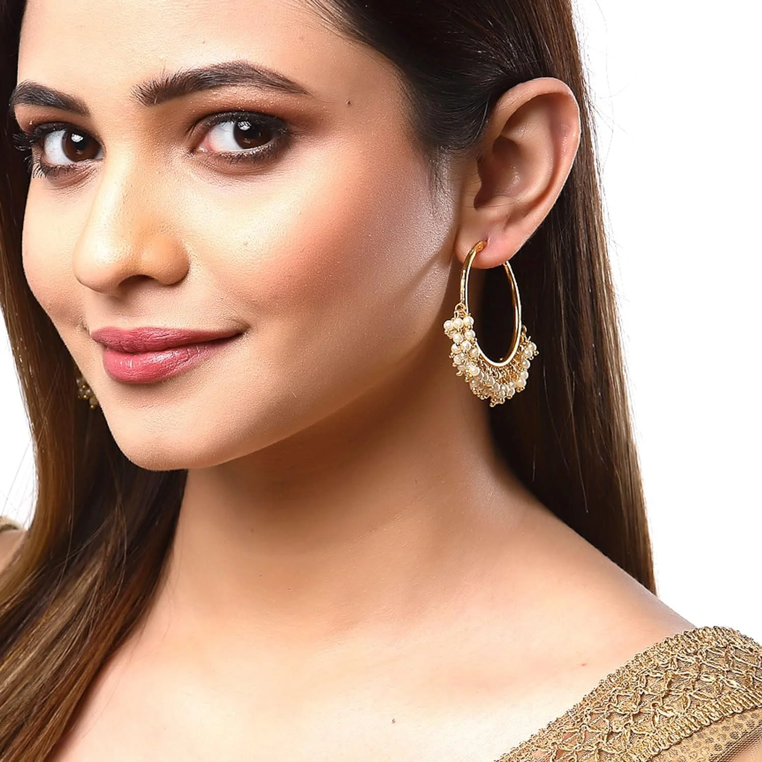 گوشواره های حلقه ای مرواریدی بزرگ زنانه ZENEME، فانتزی و شیک، طرح دایره ای ساده، مناسب استفاده روزمره با استایل غربی