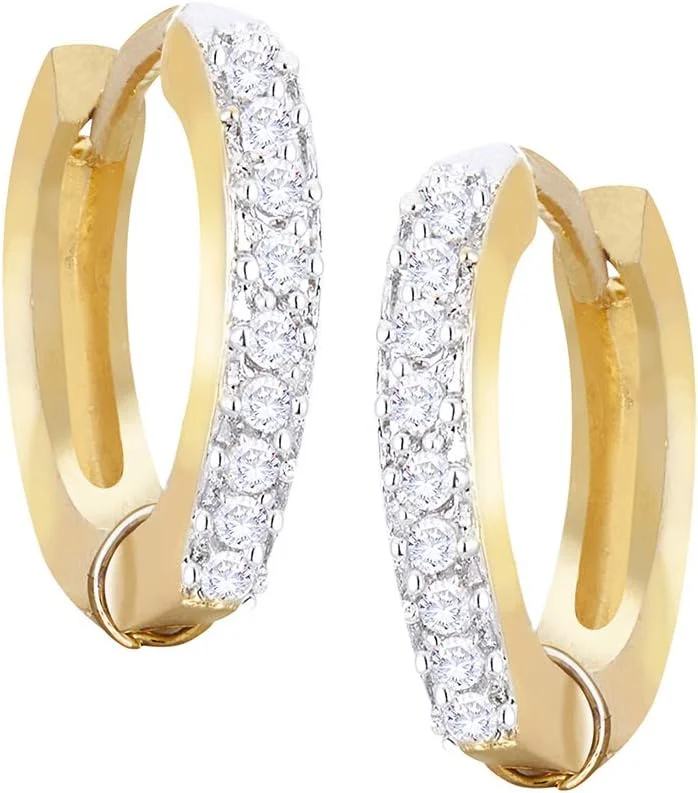 گوشواره زنانه و دخترانه حلقه ای نگین دار طرح الماس آمریکایی آبکاری شده طلایی Zeneme (مجموعه 6 عددی)