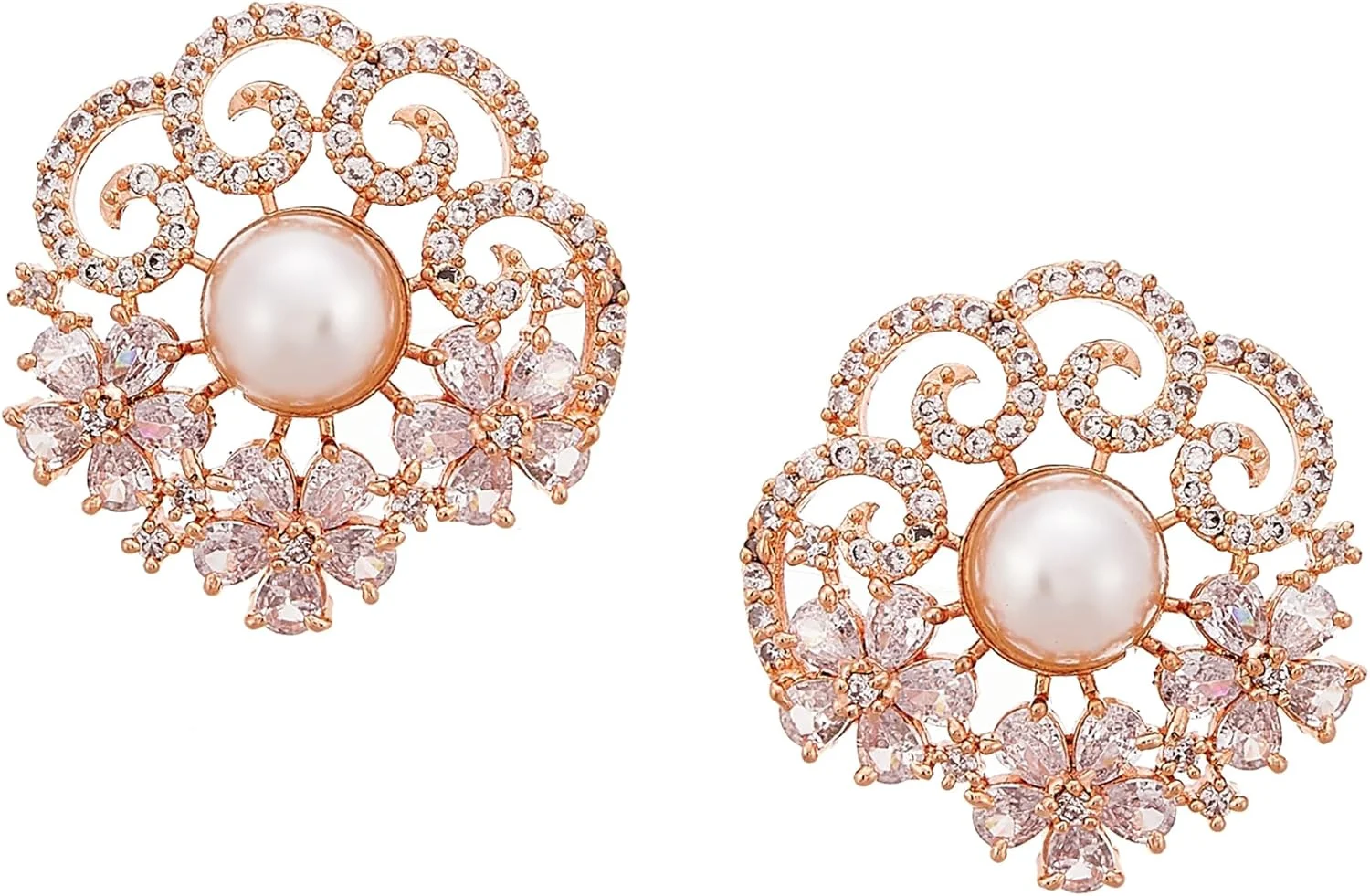 گوشواره های میخی زنانه و دخترانه زنم مدل هندسی با روکش طلایی و نگین های درخشان