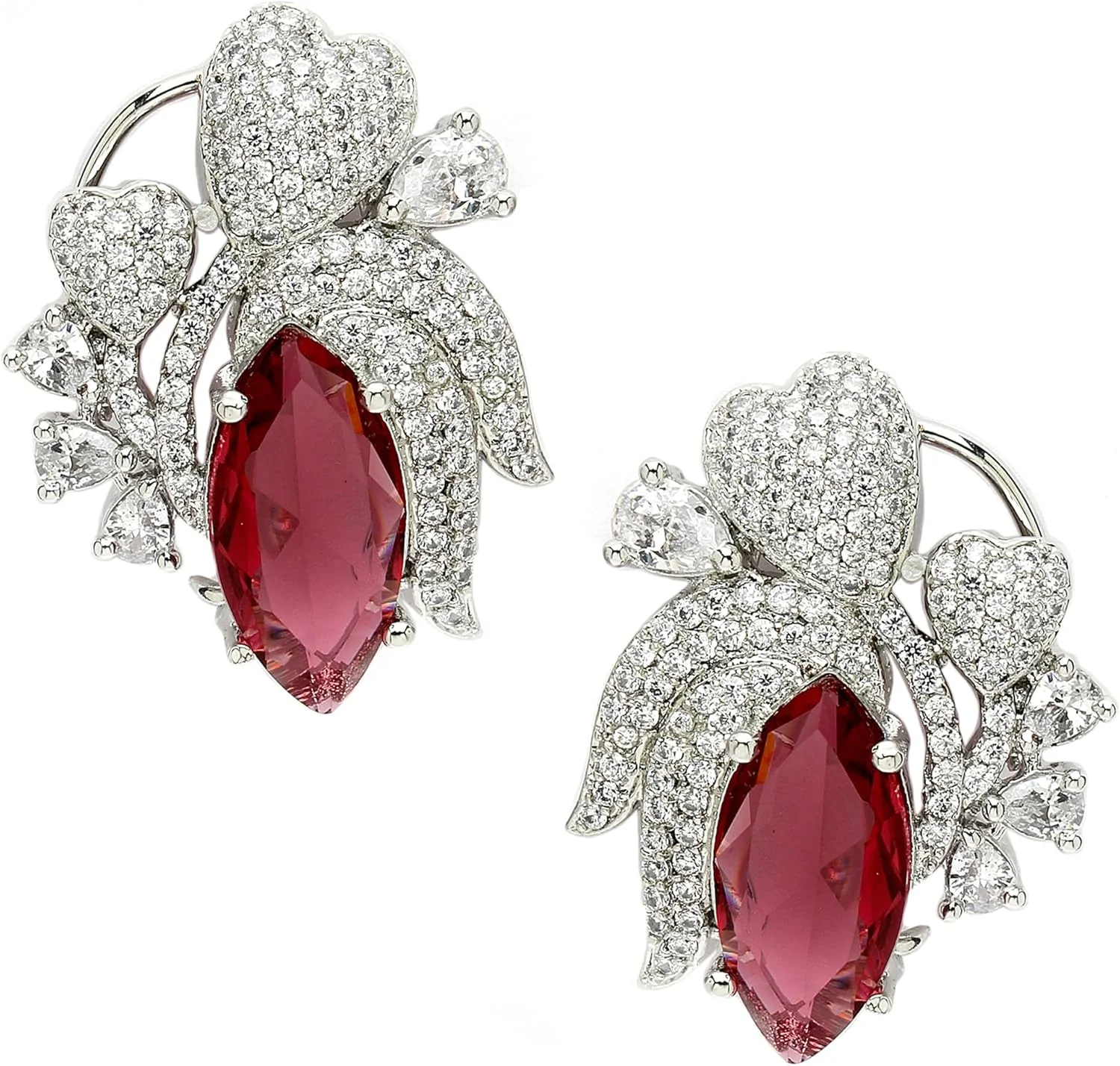 گوشواره های میخی نگین دار طرح الماس آمریکایی با روکش رودیوم Zeneme، مدل تک نگین کریستالی با روکش نقره، مناسب بانوان و هدیه برای دختران